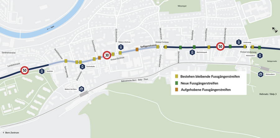 Die Einführung von Tempo 30 im Zentrum von Wabern erhöht die Sicherheit und erleichtert das Queren der Strasse.