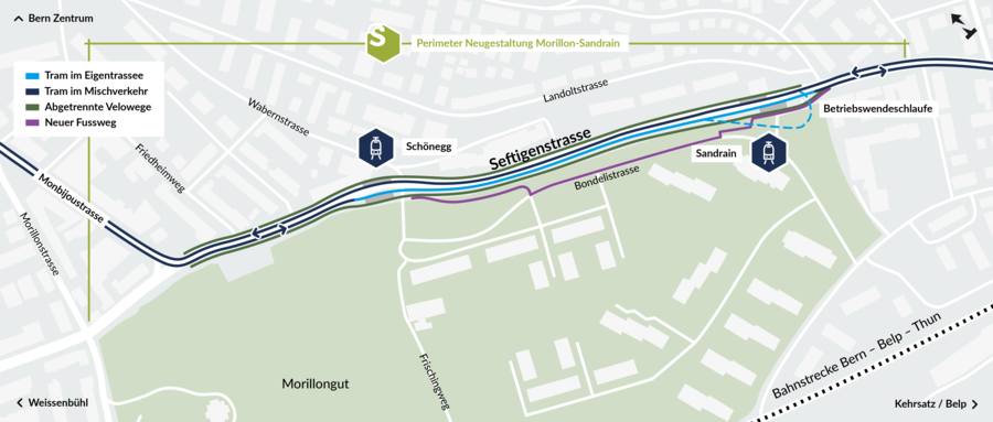 Übersichtsplan Projekt «Neugestaltung Morillon-Sandrain»