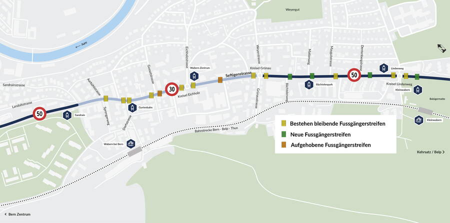 Die Einführung von Tempo 30 im Zentrum von Wabern erhöht die Sicherheit und erleichtert das Queren der Strasse.