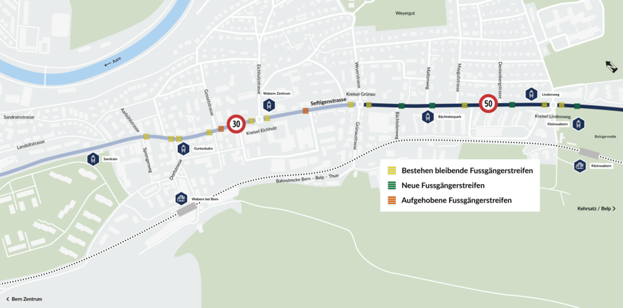 Die Einführung von Tempo 30 im Zentrum von Wabern erhöht die Sicherheit und erleichtert das Queren der Strasse.