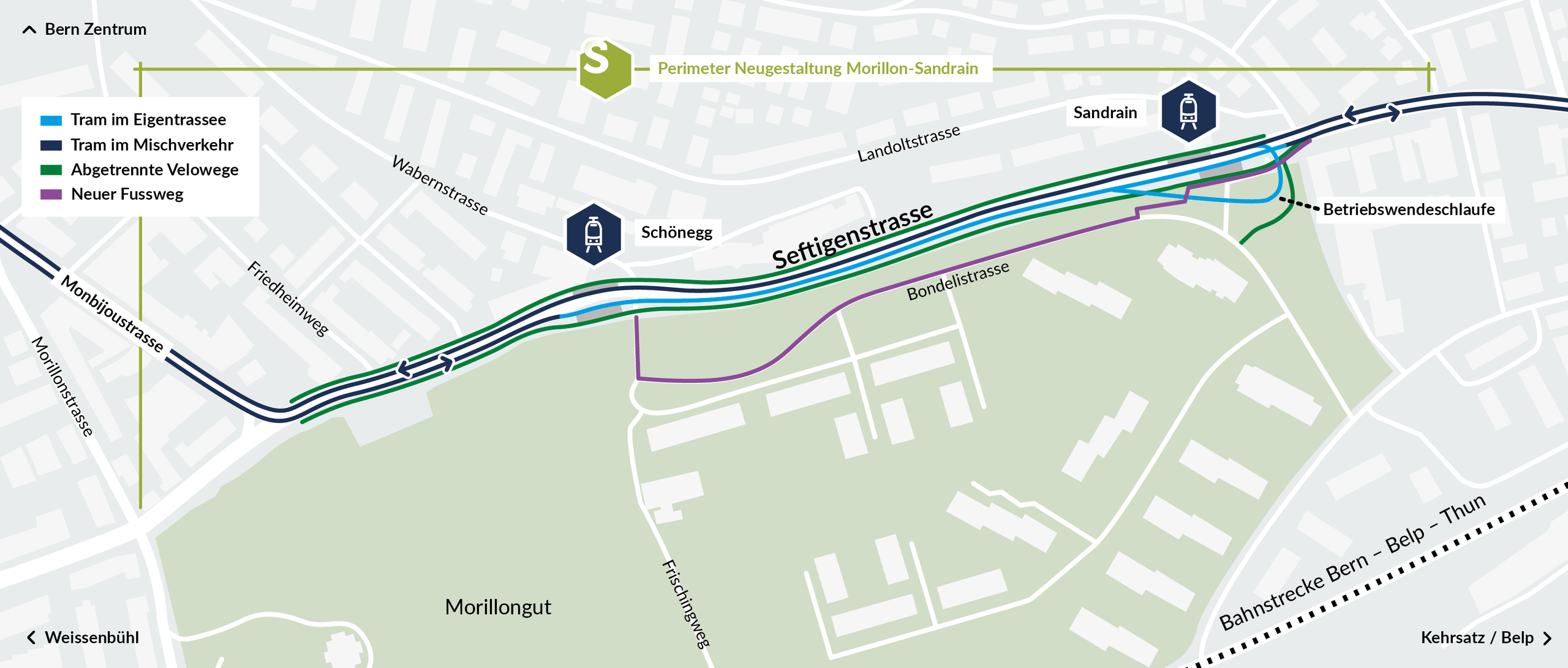 Übersichtsplan Projekt «Neugestaltung Morillon-Sandrain»