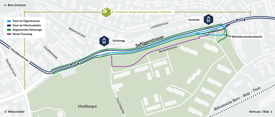 Übersichtsplan Projekt «Neugestaltung Morillon-Sandrain»
